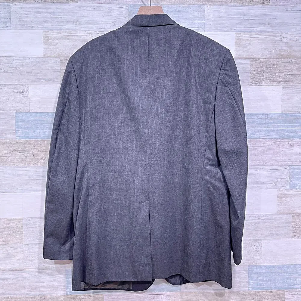 Brooks Brothers Brooksease Wool Suit Gray Stripe Mens 42R Pleated Pants 33W